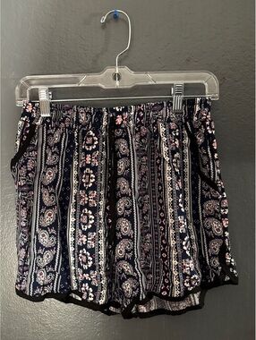 C-mode Women's Blue and Pink Printed Casual Shorts with Tags